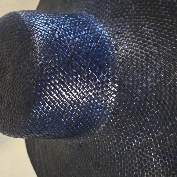 Vintage Midnight Blue Straw Hat - Picture 6 of 11